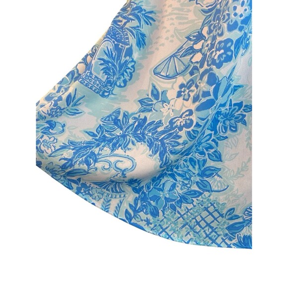 Lilly Pulitzer Size Large Blue Toile Me White Chiffon, ballon 3/4 sleeve. - Picture 7 of 14